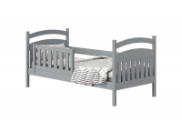 Łóżko dziecięce drewniane Amely - szary, 80x160 drewniane łóżko z barierką w szarym kolorze 