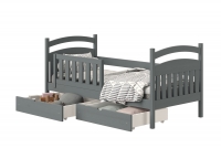 Łóżko dziecięce drewniane Amely - grafit, 90x200 łóżeczko dziecięce z pojemnymi szufladami 