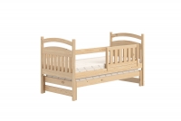 Łóżko dziecięce parterowe wysuwane Amely - sosna, 80x160 łóżko sosnowe z barierką 