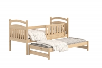 Łóżko dziecięce parterowe wysuwane Amely - sosna, 80x180 łóżko z barierką, dwuosobowe