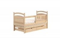 Łóżko dziecięce parterowe wysuwane Amely - sosna, 90x180 lakierowane łóżko dwuosobowe z szufladami 