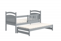 Łóżko dziecięce parterowe wysuwane Amely - szary, 80x180 szare łóżko z wysuwanym spaniem 