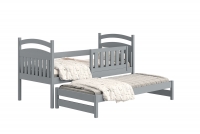Łóżko dziecięce parterowe wysuwane Amely - szary, 80x190 szare łóżko drewniane z wysuwem 