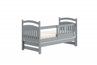 Łóżko dziecięce parterowe wysuwane Amely - szary, 90x200 drewniane łóżko dwuosobowe 