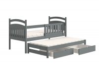 Łóżko dziecięce parterowe wysuwane Amely - grafit, 80x190 grafitowe łóżko drewniane 