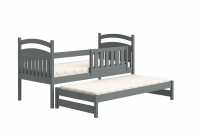 Łóżko dziecięce parterowe wysuwane Amely - grafit, 80x190 drewniane łóżko z miejscem dla rodzica 