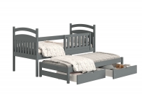 Łóżko dziecięce parterowe wysuwane Amely - grafit, 80x200 drewniane łóżko z szufladami 