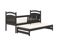Łóżko dziecięce parterowe wysuwane Amely - czarny, 80x160 czarne łóżko ze zdejmowaną barierką