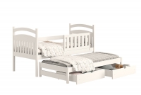 Łóżko dziecięce parterowe wysuwane Amely - biały, 80x160 białe łóżko z barierką