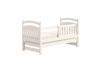 Łóżko dziecięce parterowe wysuwane Amely - biały, 80x180 białe łóżeczko dziecięce ze zdejmowaną barierką 