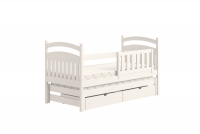 Łóżko dziecięce parterowe wysuwane Amely - biały, 90x200 białe łóżeczko drewniane 