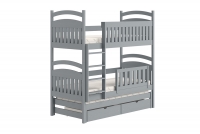 Łóżko dziecięce piętrowe wysuwane 3 os. Amely - szary, 80x200 drewniane łóżko piętrowe 