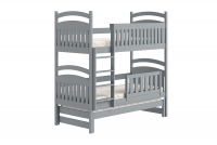 Łóżko dziecięce piętrowe wysuwane 3 os. Amely - szary, 90x200 drewniane łóżko z wysuwanym pokładem 