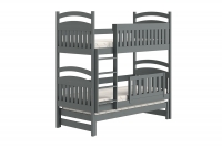 Łóżko dziecięce piętrowe wysuwane 3 os. Amely - grafit, 80x160 łóżko z wysokimi wezgłowiami