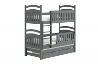 Łóżko dziecięce piętrowe wysuwane 3 os. Amely - grafit, 80x180 łóżko piętrowe z szufladami 