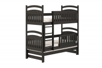 Łóżko dziecięce piętrowe wysuwane 3 os. Amely - czarny, 80x200 czarne łóżeczko piętrowe dla trójki dzieci 