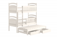 Łóżko dziecięce piętrowe wysuwane 3 os. Amely - biały, 80x190 białe łóżko piętrowe 