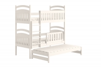 Łóżko dziecięce piętrowe wysuwane 3 os. Amely - biały, 80x190 białe łóżko z drewnianą drabinką