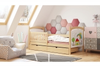 Łóżko dziecięce z tablicą suchościeralną Amely - sosna, 80x190 drewniane łóżko z tablicą