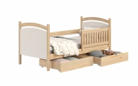Łóżko dziecięce z tablicą suchościeralną Amely - sosna, 90x180 sosnowe łóżko z białą tablicą