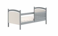 Łóżko dziecięce z tablicą suchościeralną Amely - szary, 80x190 szare łóżko z białą tablicą i barierką zdejmowaną