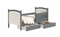 Łóżko dziecięce z tablicą suchościeralną Amely - grafit, 80x180 grafitowe łóżko z szufladami na pościel 