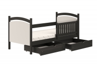 Łóżko dziecięce z tablicą suchościeralną Amely - czarny, 80x160 czarne łóżko dziecięce 