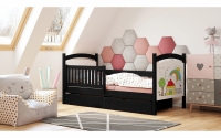 Łóżko dziecięce z tablicą suchościeralną Amely - czarny, 80x160 czarne łóżko z szufladami 