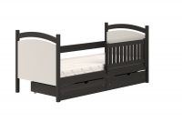 Łóżko dziecięce z tablicą suchościeralną Amely - czarny, 90x180 drewniane łóżeczko w czarnym kolorze 