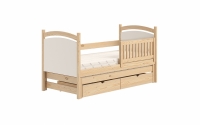 Łóżko parterowe wysuwane z tablicą suchościeralną Amely - sosna, 80x160  łóżko wysuwane dziecięce z drewna sosowego, 