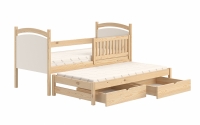 Łóżko parterowe wysuwane z tablicą suchościeralną Amely - sosna, 80x190 łóżko dla dzieci