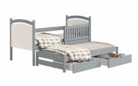 Łóżko parterowe wysuwane z tablicą suchościeralną Amely - szary, 80x160  szare łóżko z szarymi szufladami 