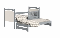 Łóżko parterowe wysuwane z tablicą suchościeralną Amely - szary, 80x190 łóżko z barierką 