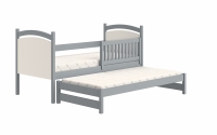 Łóżko parterowe wysuwane z tablicą suchościeralną Amely - szary, 80x190 łóżko dziecięce z barierkką 