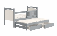Łóżko parterowe wysuwane z tablicą suchościeralną Amely - szary, 80x200 szare łóżko 