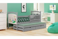 Łóżko parterowe wysuwane z tablicą suchościeralną Amely - szary, 90x180 łóżko dziecięce  
