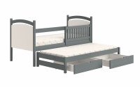 Łóżko parterowe wysuwane z tablicą suchościeralną Amely - grafit, 80x190  łóżko dziecięce 