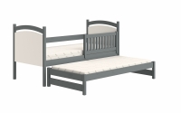 Łóżko parterowe wysuwane z tablicą suchościeralną Amely - grafit, 90x190 łóżko z wysuwem 