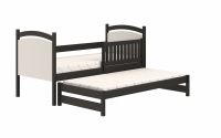 Łóżko parterowe wysuwane z tablicą suchościeralną Amely - czarny, 80x160  czarne łóżko wyjazdowe  