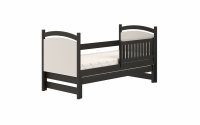 Łóżko parterowe wysuwane z tablicą suchościeralną Amely - czarny, 80x160  łóżko a białą tablicą 