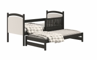 Łóżko parterowe wysuwane z tablicą suchościeralną Amely - czarny, 80x190 czarne łóżko dziecięce dwuosobowe 