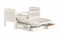Łóżko parterowe wysuwane z tablicą suchościeralną Amely - biały, 90x180  łóżko lakierowane 