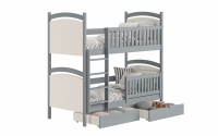 Łóżko piętrowe z tablicą suchościeralną Amely - szary, 90x180  szare łóżko dziecięce  