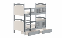 Łóżko piętrowe z tablicą suchościeralną Amely - szary, 90x190  szare łóżko piętrowe dla dzieci 