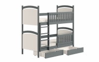 Łóżko piętrowe z tablicą suchościeralną Amely - grafit, 80x160  grafitowo - białe łóżko piętrowe 