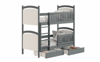 Łóżko piętrowe z tablicą suchościeralną Amely - grafit, 80x180 łóżko piętrowe z szufladami na zabawki 