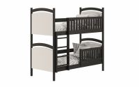 Łóżko piętrowe z tablicą suchościeralną Amely - czarny, 80x160  czarne łóżeczko z drewnianą drabinką 
