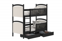 Łóżko piętrowe z tablicą suchościeralną Amely - czarny, 90x180 drewniane łóżko piętrowe 