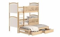 Łóżko piętrowe wysuwane z tablicą suchościeralną Amely - sosna, 80x180 drewniane łóżko z białymi tablicami 