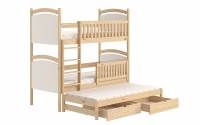 Łóżko piętrowe wysuwane z tablicą suchościeralną Amely - sosna, 80x180 drewniane łóżko piętrowe 